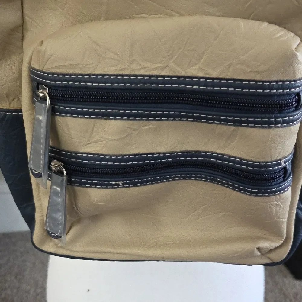 Stylish Tan and Navy Backpack